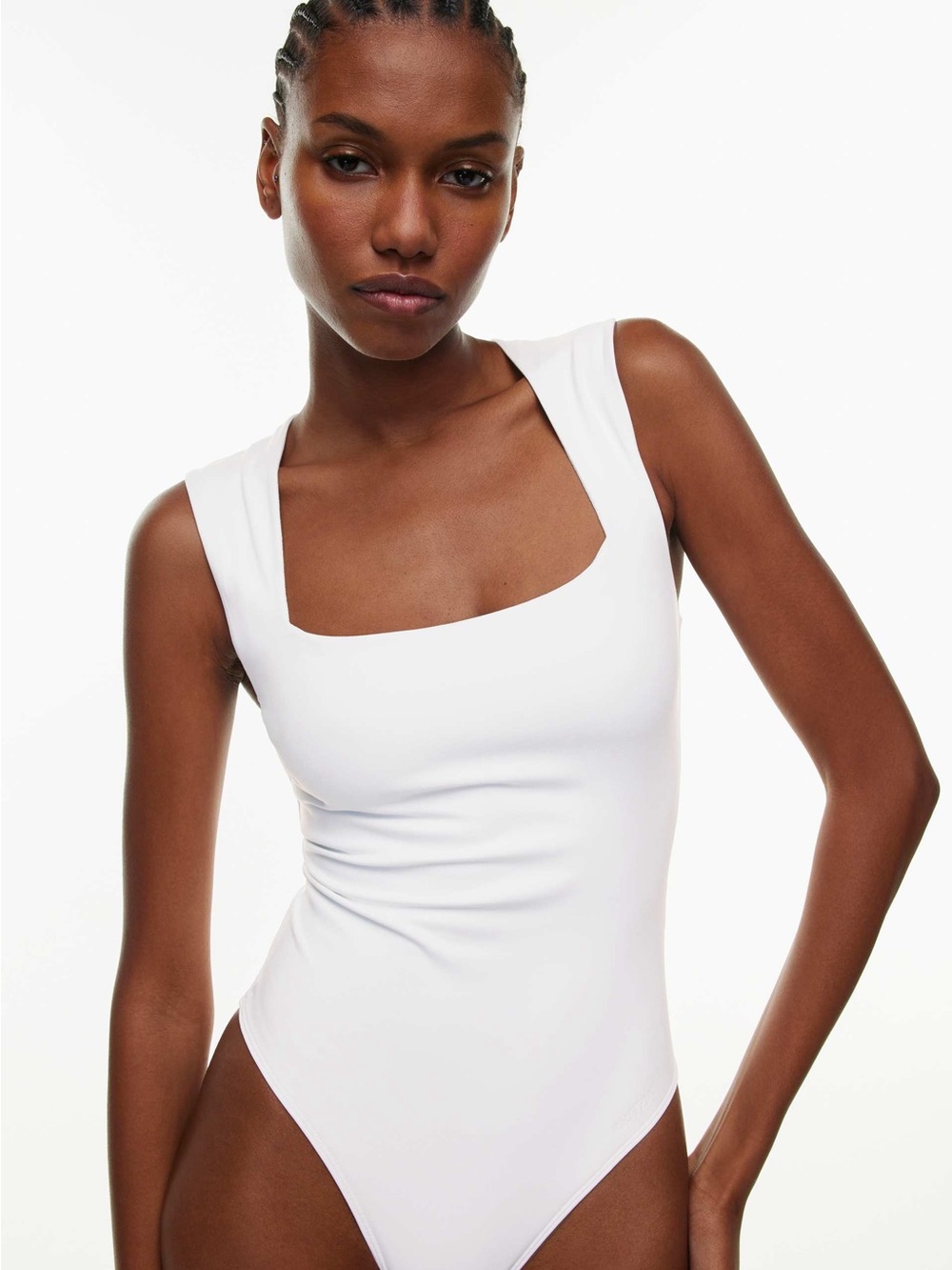 Aritzia Original Contour Esteem Bodysuit Tank Top in white squareneck new XS